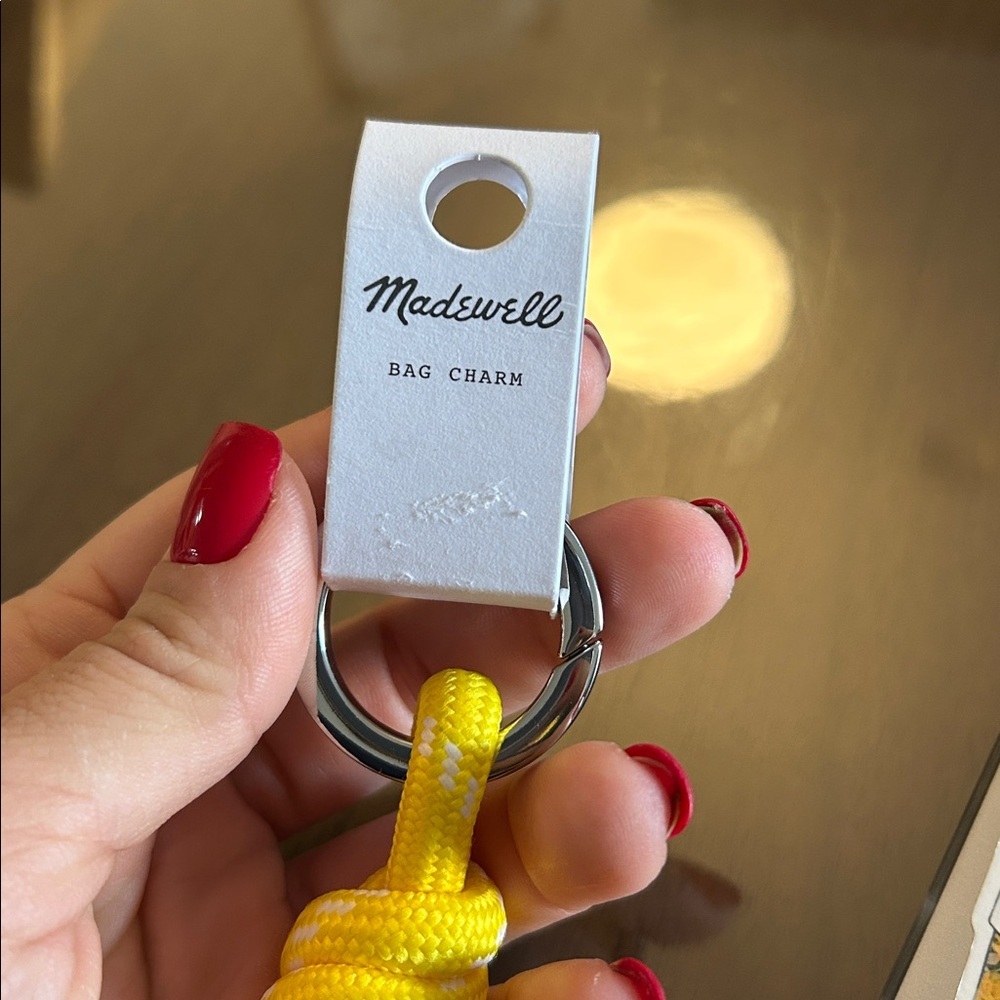 NWT Madewell The Twisted Cord Bag Charm Keychain Brilliant Yellow Multi - Picture 3 of 4